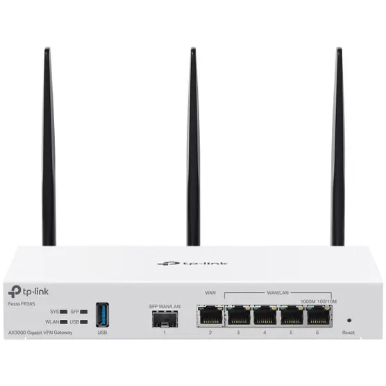 TP-LINK Router wireless TP-LINK Festa FR365, Gigabit, VPN-Router, AX3000, Dual-Band, WiFi 6, 2.4 GHz - 574 Mbps, 5 GHz - 2402 Mbps, Alb