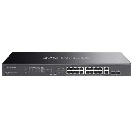 TP-LINK Switch 16 porturi PoE RJ45 Gigabit, 2 x SFP 1G, 2 x RJ45 1G, Easy Managed, 1U - TP-Link Omada ES220GMP, Negru