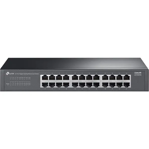 TP-LINK Switch TP-LINK LiteWave LS1024G, 24 de porturi Gigabit, Viteza transfer 10/100/1000 Mbps, Plug and Play