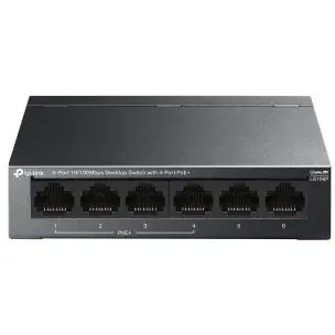 TP-LINK Switch TP-LINK LS106P, 6 porturi RJ45, 4 porturi PoE+, 65 W, Viteza Transfer LAN 100 Mbps