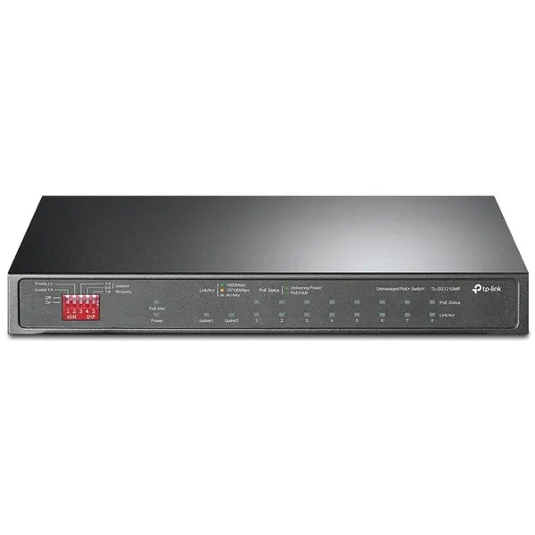 TP-LINK Switch TP-Link TL-SG1210MP, 8-Port PoE+, 123W putere totala, carcasa metal