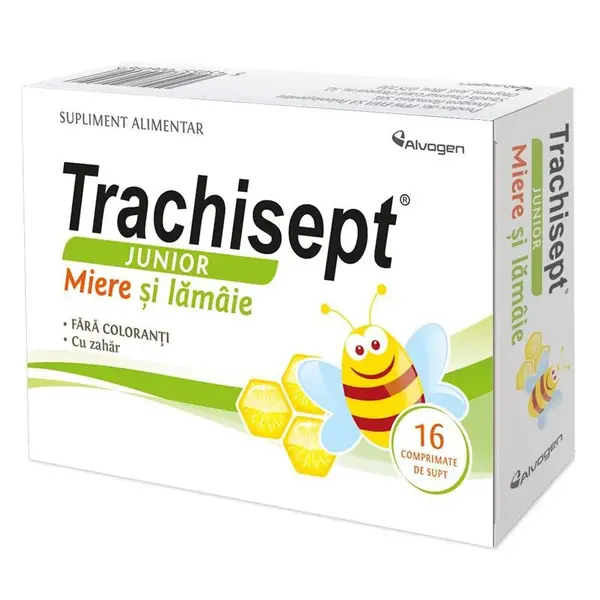 Trachisept Junior miere si lamaie, 16 comprimate