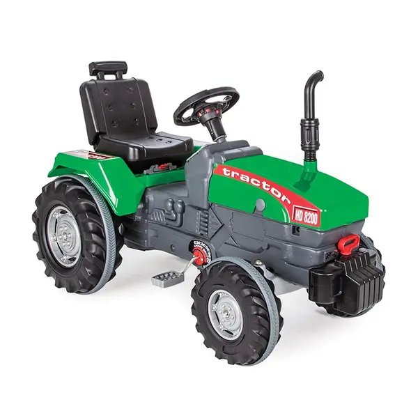 Tractor cu pedale pentru copii Pilsan Operated Green, cu scaunel reglabil si detasabil, transmisie pe lant, cu volan, spatar si claxon, dimensiune 102 x 53 x 66 cm