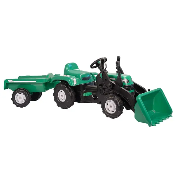 Tractor excavator cu pedale si remorca, Dolu, Ranchero, Verde