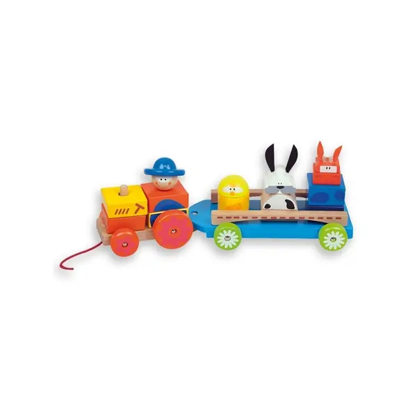 Tractor si platforma de asamblat, cu animale, Andreu Toys