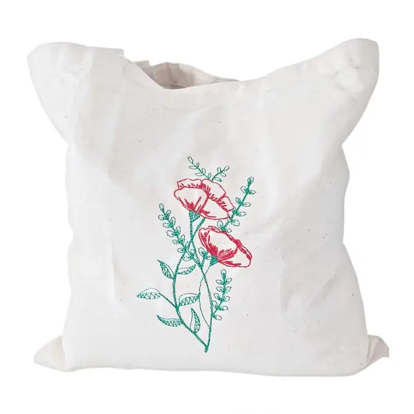 Traista de bumbac cu broderie model garoafa