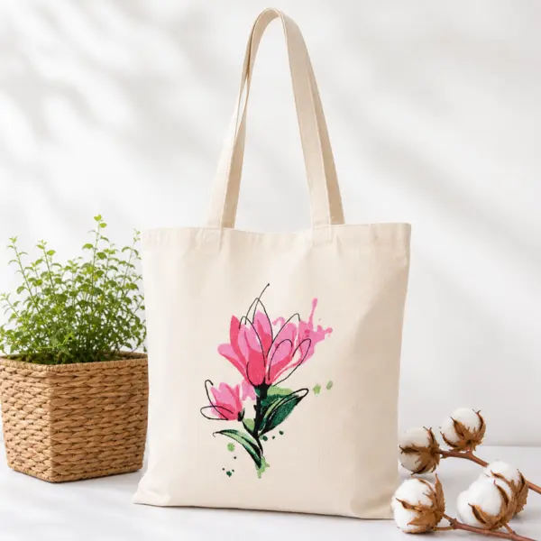 Traista de bumbac cu broderie model iris