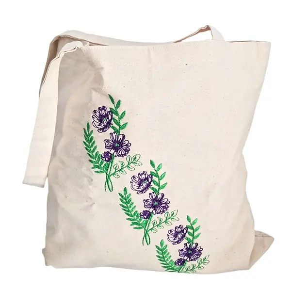 Traista de bumbac cu broderie model margarete