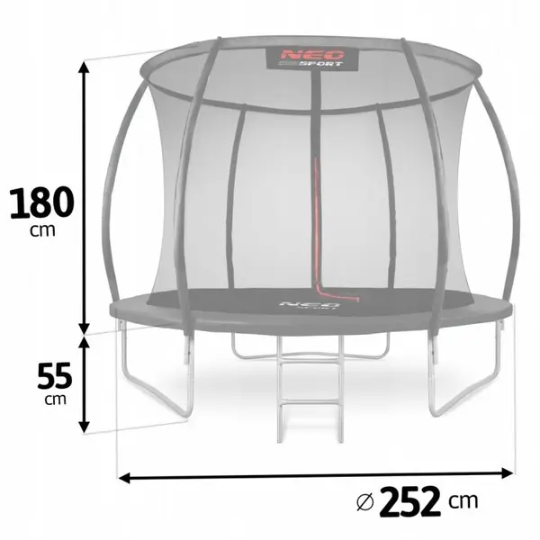 Trambulina de gradina cu plasa interioara 252 cm Neo-Sport Negru
