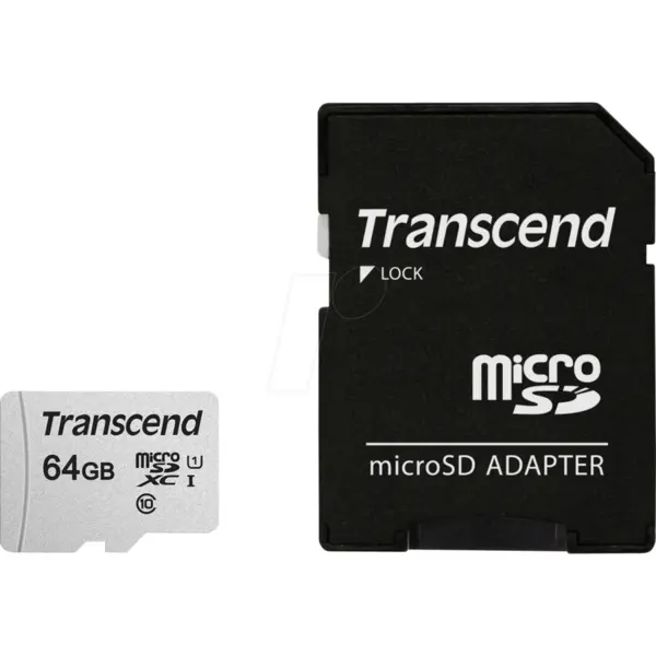 Transcend Card de memorie Transcend USD300S, microSDXC, 64 GB, 95 MB/s Citire, 45 MB/s Scriere, Clasa 10 UHS-I U1 + Adaptor SD