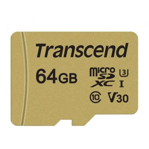 Transcend Memory Card microSDXC Transcend 500S 64GB, Class 10, UHS-I U3, V30 + Adaptor SD