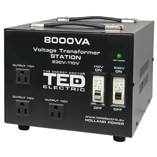 Transformator 230-220V la 110-115V 8000VA/6400W cu carcasa TED000262