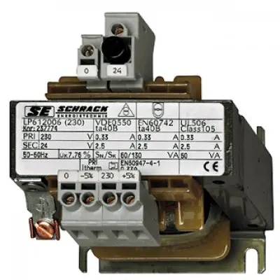 Transformator de comanda monofazat, 230V/12V, 100 VA, IP00 Schrack LP601010T