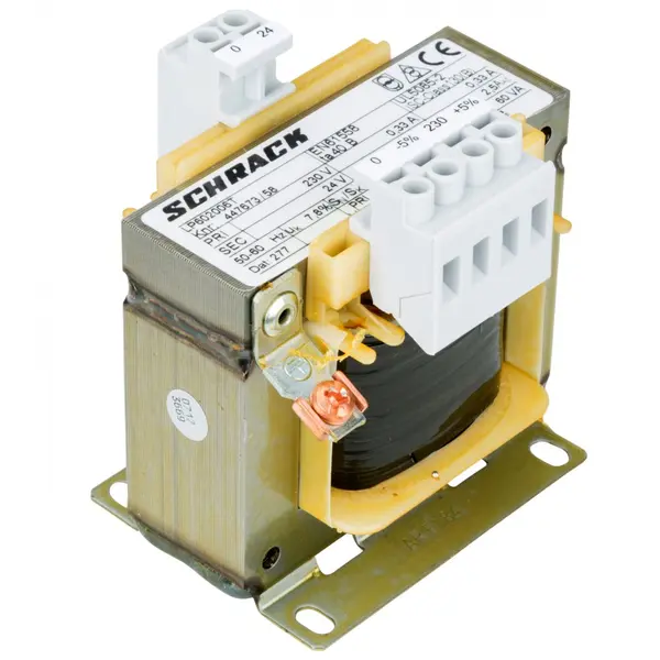 Transformator de comanda monofazat, 230V/24V, 60 VA, IP00 Schrack LP602006T