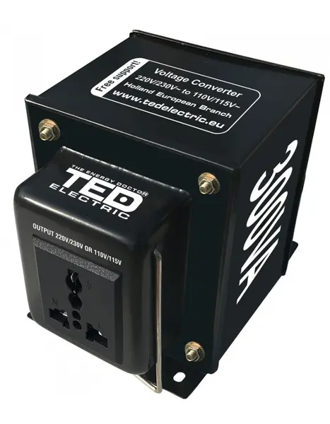 Transformator de tensiune reversibil 220-230V / 110-115V, 300VA, TED Electric TED003669