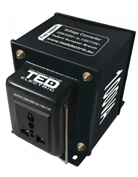 Transformator reversibil 230V↔110V, 100VA/70W, TED Electric TED002235