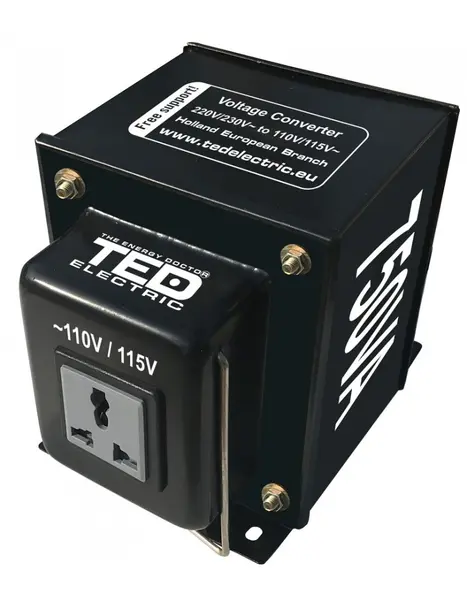 Transformator reversibil 230V↔110V, 750VA/500W, TED Electric TED110REV-750VA