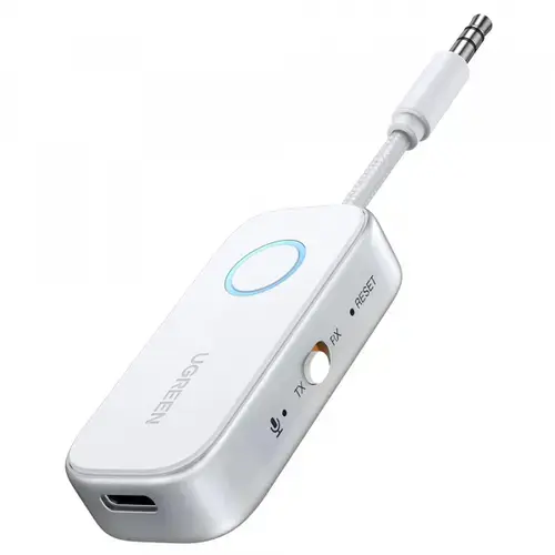 Transmitator / Receptor Bluetooth UGREEN CM872, AUX 3.5mm, Dual Connection (Alb)