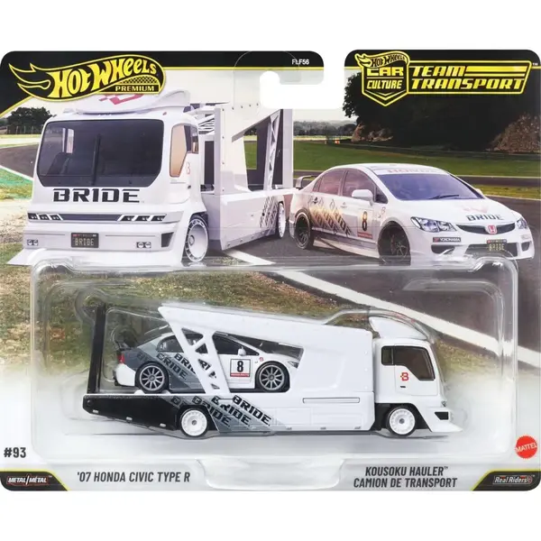 Transportator cu masinuta Hot Wheels, Car Culture Team Transport, HW Honda Civic Type-R si Kousoku Hauler, JHX94