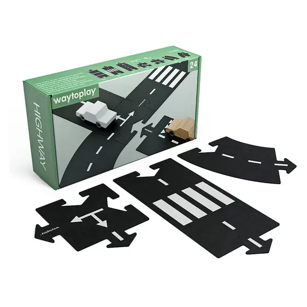 Traseu auto Waytoplay, Highway, 24 piese multicolor