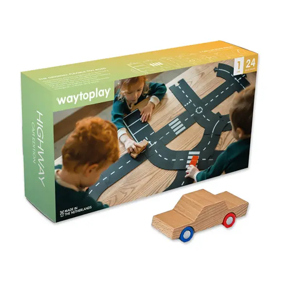 Traseu auto Waytoplay, Highway Car Edition, 25 piese multicolor