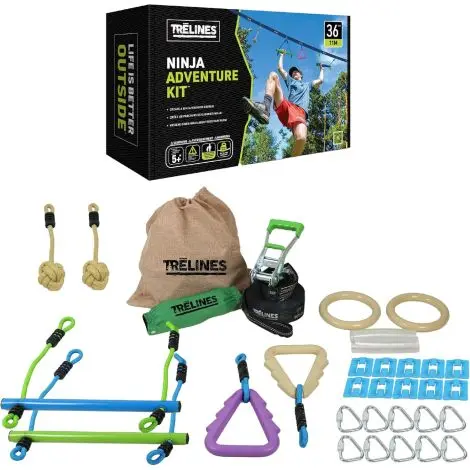 Traseu cu obstacole Ninja Adventure Treline set, pentru copii peste 5 ani,11 metri