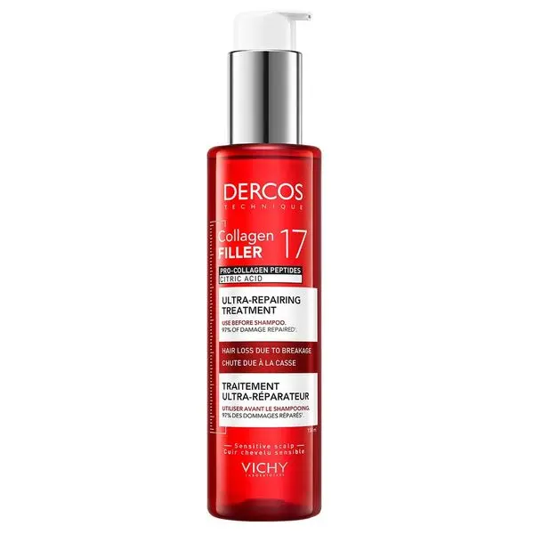 Tratament ultra-reparator cu peptide Pro-Colagen si acid citric Dercos Collagen 17 Filler, Vichy | 150 ml