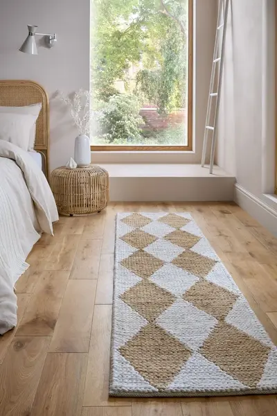 Traversa Effie Diamond Jute Bej deschis 80x230 cm, Flair Rugs