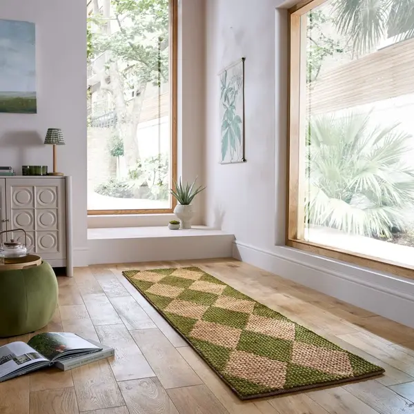 Traversa Effie Diamond Jute Verde masliniu 60x230 cm, Flair Rugs