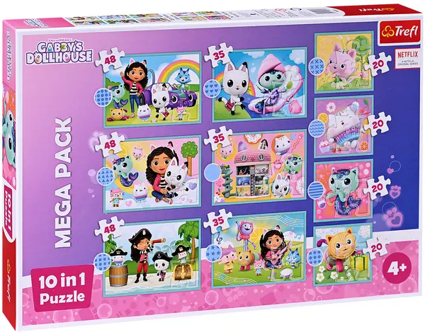 Trefl Puzzle 10 în 1 - În lumea lui Gabby