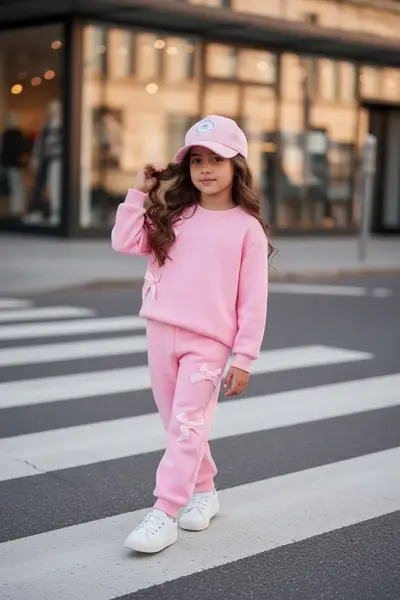 Trening casual rosu cu fundite pentru fete - Miky