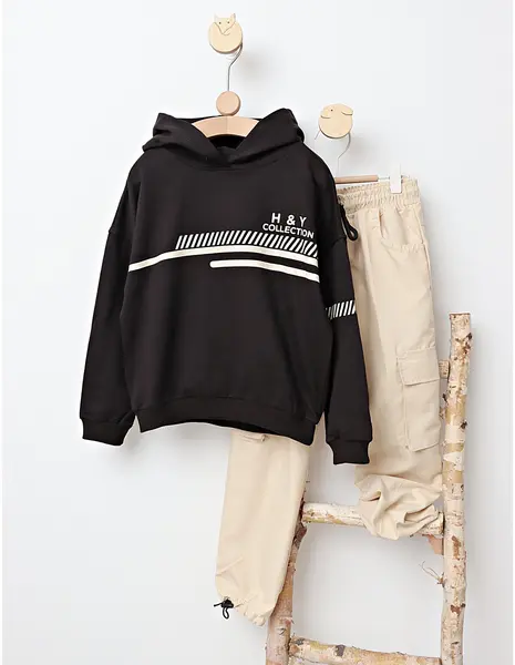 Trening H&Y Collection model negru-crem