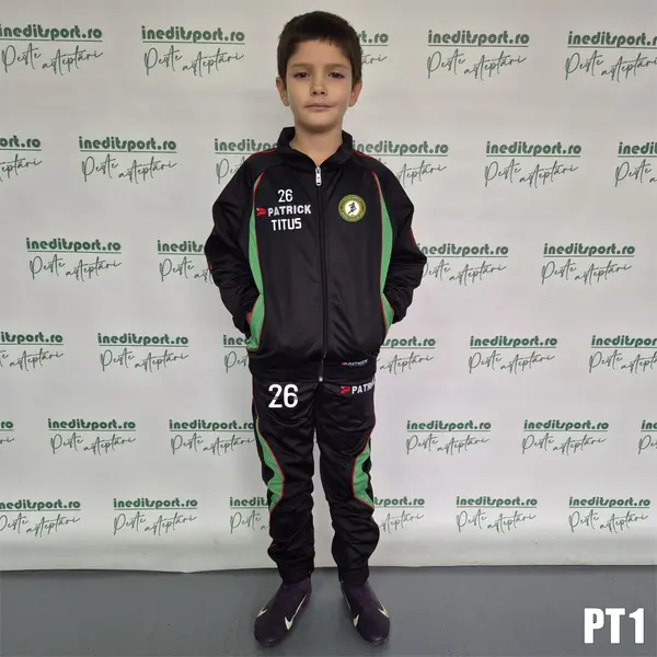 Trening pentru copii si adulti Patrick personalizabil PT1 2XS, Negru cu verde