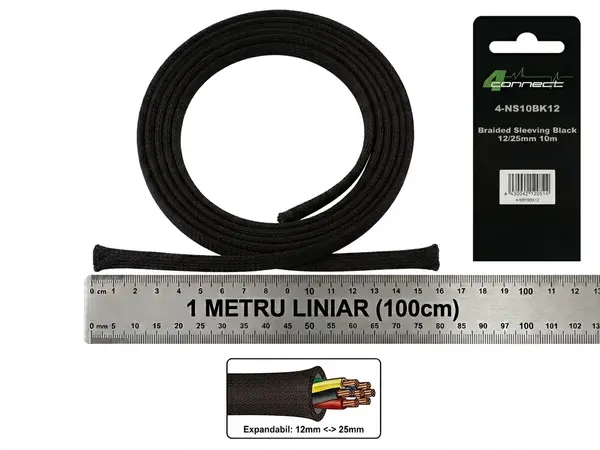Tresa Cabluri FOUR Connect 4-NS10BK12, 12/25mm, Neagra, Metru Liniar