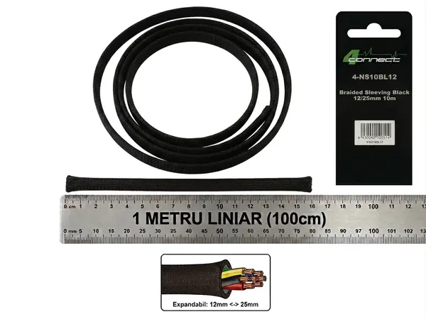 Tresa Cabluri FOUR Connect 4-NS10BL12, 12/25mm, Neagra, Metru Liniar