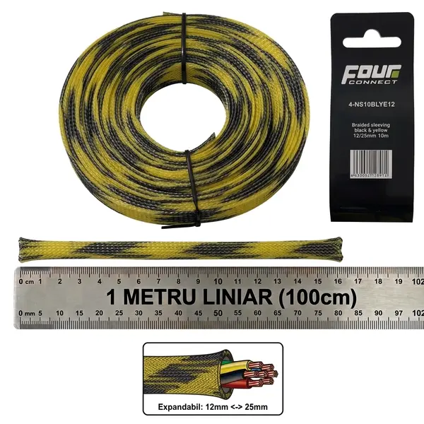 Tresa Cabluri FOUR Connect 4-NS10BLYE12, 12/25mm, Neagra/Galbena, Metru Liniar