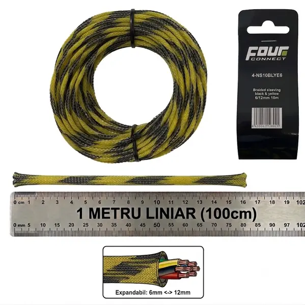 Tresa Cabluri FOUR Connect 4-NS10BLYE6, 6/12mm, Neagra/Galbena, Metru Liniar