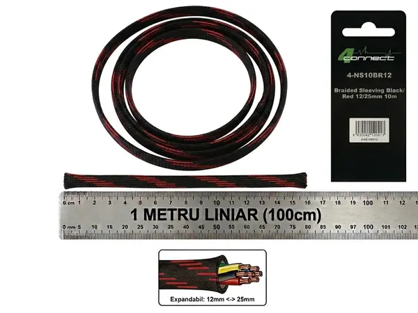 Tresa Cabluri FOUR Connect 4-NS10BR12, 12/25mm, Rosie/Neagra, Metru Liniar