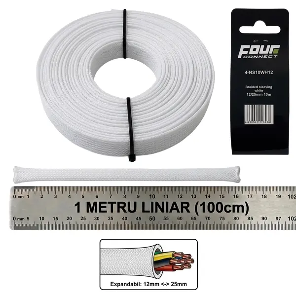 Tresa Cabluri FOUR Connect 4-NS10WH12, 12/25mm, Alba, Metru Liniar