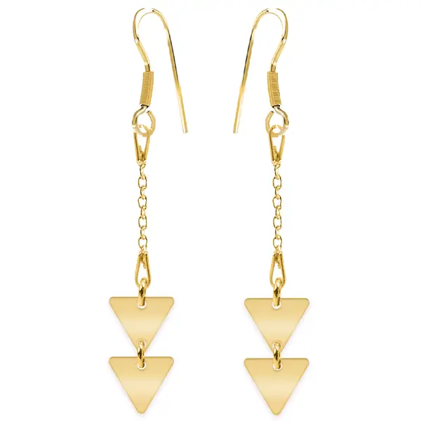 Triangle - Cercei personalizati doua triunghiuri cu tortita deschisa din argint 925 placat cu aur galben 24K