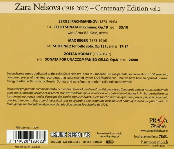 Tribute to Zara Nelsova - Volume 2 | Zara Nelsova, Artur Balsam