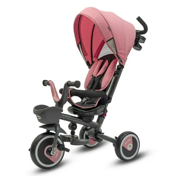 Tricicleta copii, Baby Mix, Relax, Pliabila, 5 in 1, Maner detasabil, Scaun reversibil, Rotire 360 grade, Conform cu EN 71-1,2,3, 1,5-5 ani, Pink