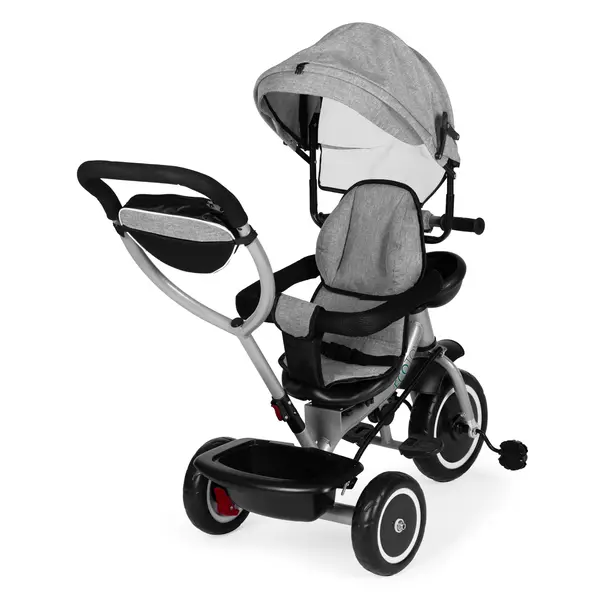 Tricicleta Ecotoys, 2 in 1, scaun rotativ, copertina, gri KID005901, la doar 380,00 lei