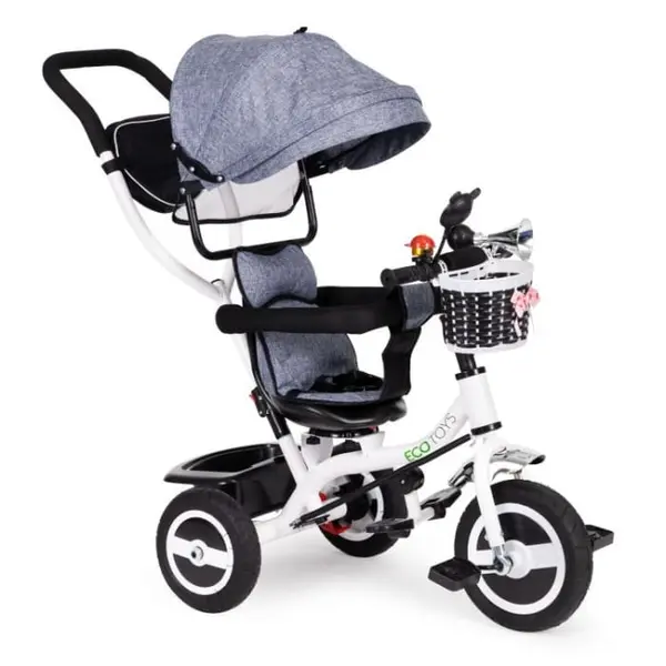 Tricicleta Ecotoys JM-066-9L, sezut rotativ, gri KID974122, la doar 390,00 lei