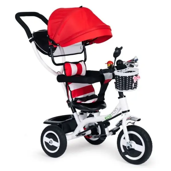 Tricicleta Ecotoys JM-066-9L, sezut rotativ, rosu KID063285, la doar 390,00 lei