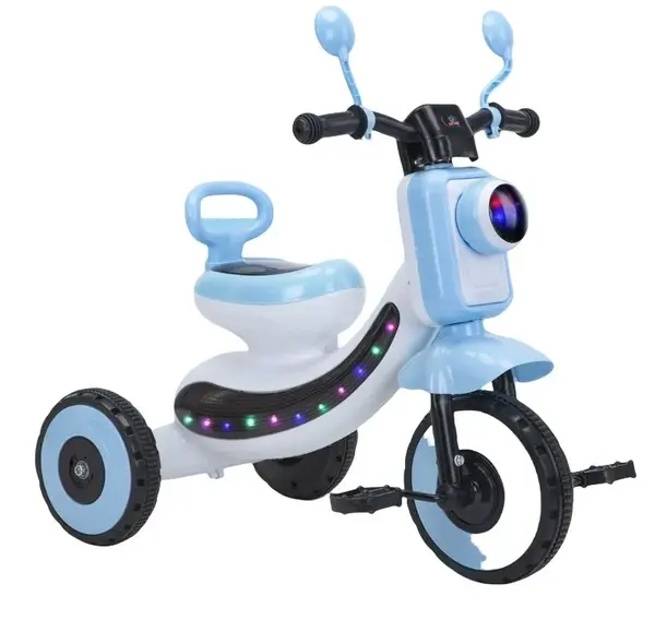 Tricicleta interactiva pentru copii cu lumini LED si muzica - Albastru
