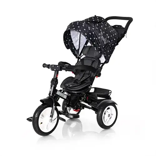 Tricicleta multifunctionala 4in1 Lorelli Neo Air, roti mari cu camera, Negru