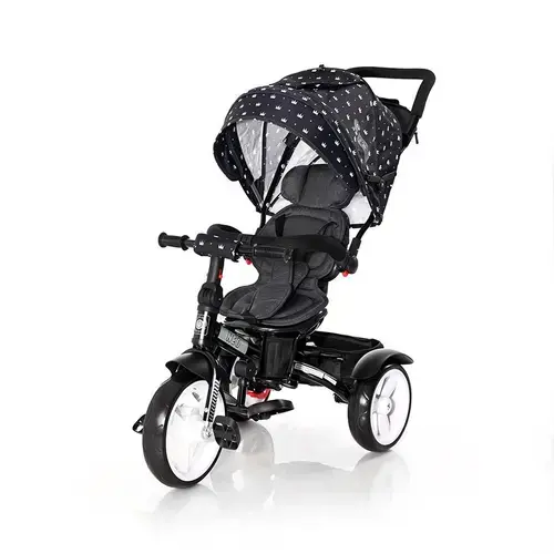 Tricicleta multifunctionala 4in1 Lorelli Neo, Centura de siguranta cu prindere in 3 puncte, scaun rotativ, Negru