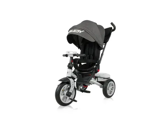 Tricicleta multifunctionala 4in1 Lorelli Speedy Air, roti cu camera, scaun rotativ, Negru