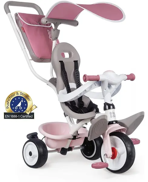 Tricicletă pentru copii 3 în 1 Smoby - Baby Balade Plus, roz